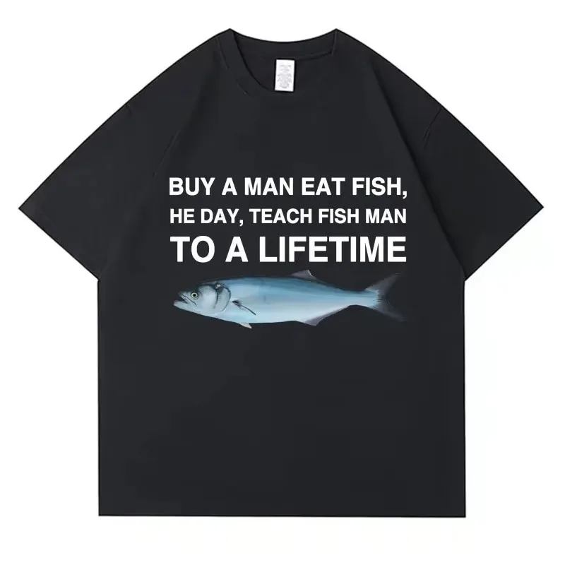 مضحك الأسماك مخطط ميمي الجرافيك تي شيرت الرجال النساء الرجعية عالية الجودة موضة تي شيرت بلايز عادية 100% القطن المتضخم تي شيرت