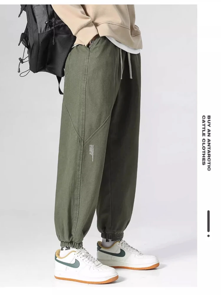 American vintage overalls men's summer fashion brand high street baggy wide-leg pants plus size sports pants