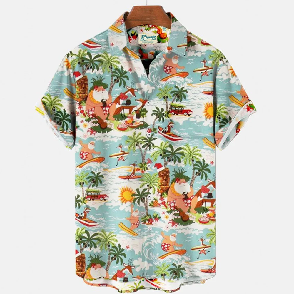 Hawaiian Shirts For Men Fashion Comfortable Unisex Short Sleeve Tops Beach Travel Surf Casual Shirts Oversized Men\'s Shirts