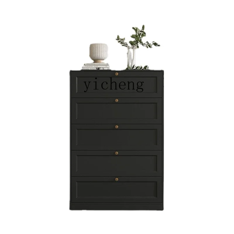 XL Chest of Drawers Living Room Wall Cabinet Locker Chest of Drawer Black Five-Bucket Cabinet Bed Front Cabinet