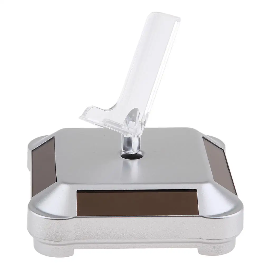 Rotating Display Stand Jewelry Rack Solar Battery Powered 360 Turntable for Bracelets Watches Mobile Phone