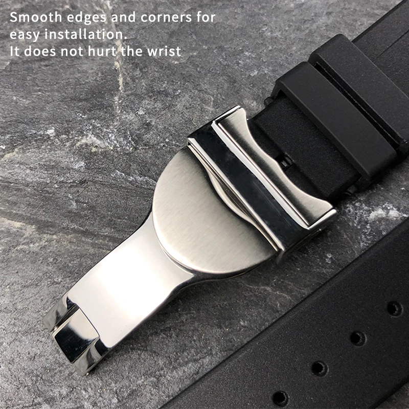 22mm 20mm Natural Rubber Silione Watch band for Tudor Black Bay GMT 1958 Curved End Folding Buckle Green Blue Red Wrist Strap