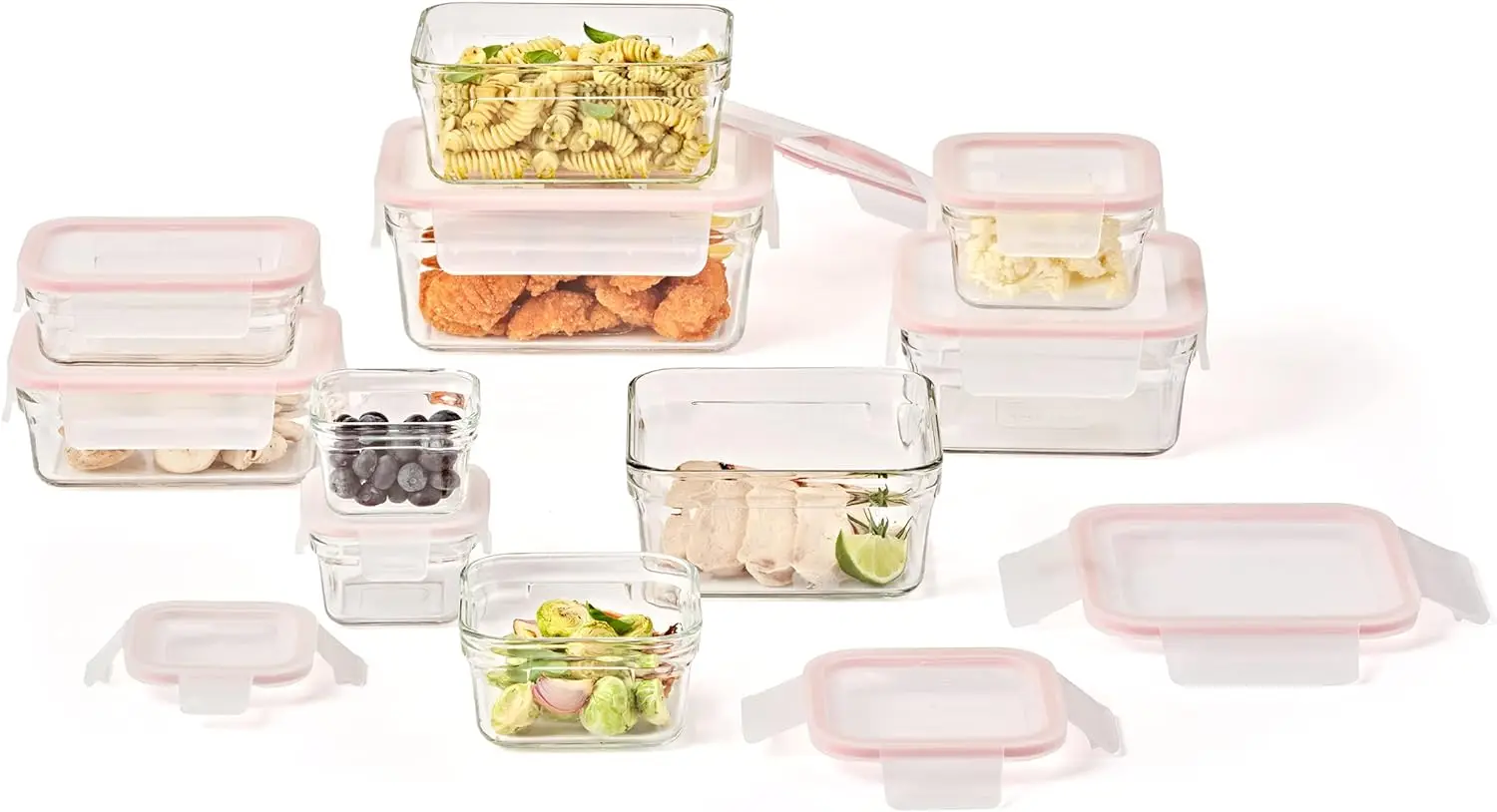 

Smart 20-Piece Glass Food Set - 100% Airtight & Leakproof, BPA Free lids, Freezer to Oven Safe, Meal Prep Baking equipment