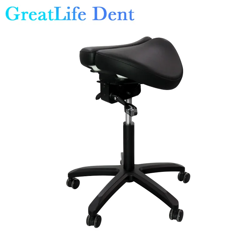 GreatLife Dent Dental Ergonomic Luxury Pu Leather Saddle lifting Swivel Adjustable Double Leg Rest Mute Wheel Back Clinic Chair