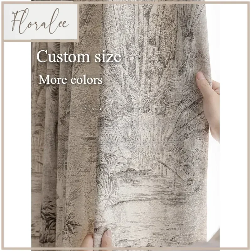 

European Fashion Wool Tweed Jacquard Curtains For Living Room Bedroom Dining Romantic Modem Luxury Decor Custom Size White Tulle