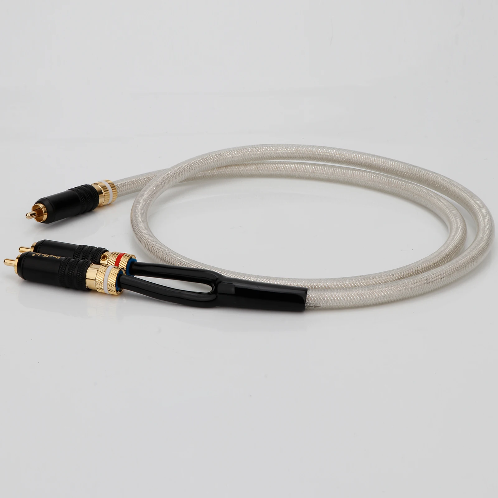 QED Silver-plated RCA to 2RCA Audio Cable Gold Plated RCA plug Audio Cable for Amplifier DAC TV DVD Premium