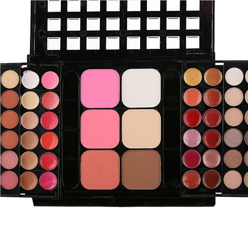 78 kleuren oogschaduw, lipgloss, blush, make-upcombinatiebakje, girly dubbellaagse schuifdoos