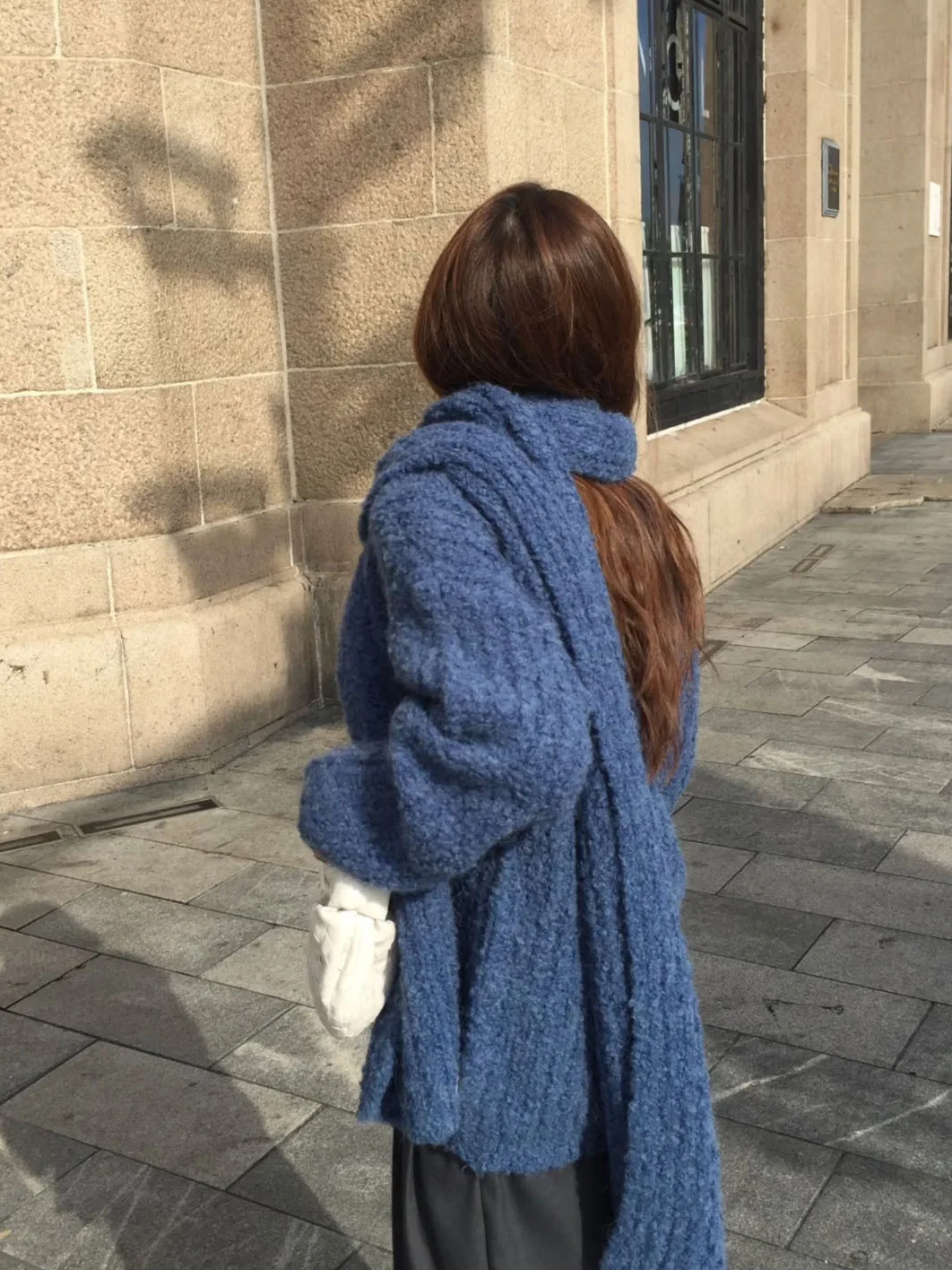 

Нежный сладкий однотонный вязаный шарф с v-образным вырезом, свитер из двух предметов, женский комплект Dongdaemun Overtke, мягкий уютный длинный свек, осенняя мода