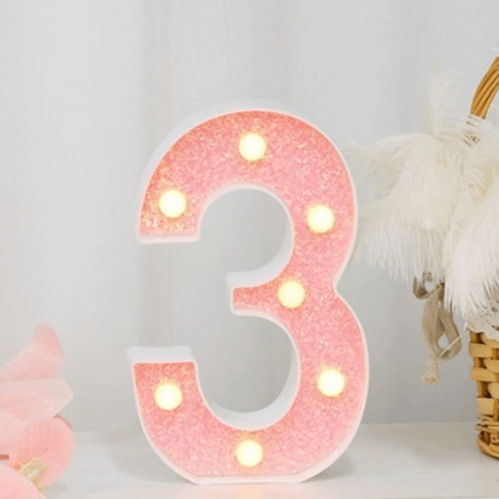 16cm Size LED Light Letters 26 English Letters Luminous Design Luminous Letters Pink Color Pink Glitter Alphabet Lamp
