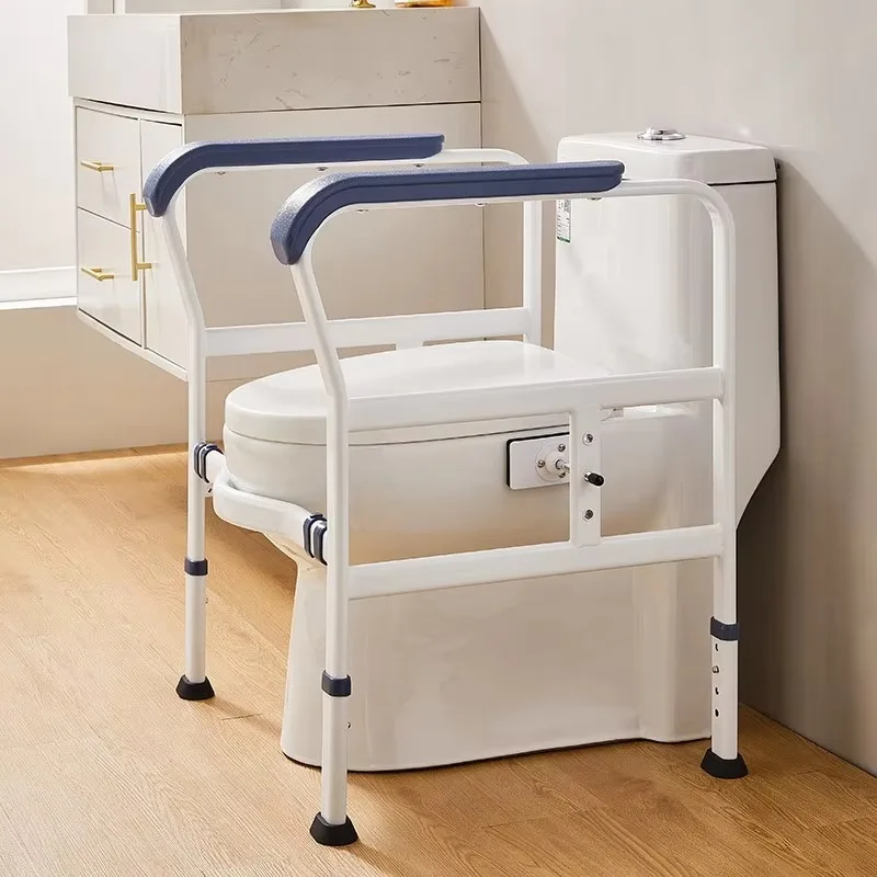 Bathroom toilet hand rail old people easy safty aluminum frame elderly stand alone toilet safety frame