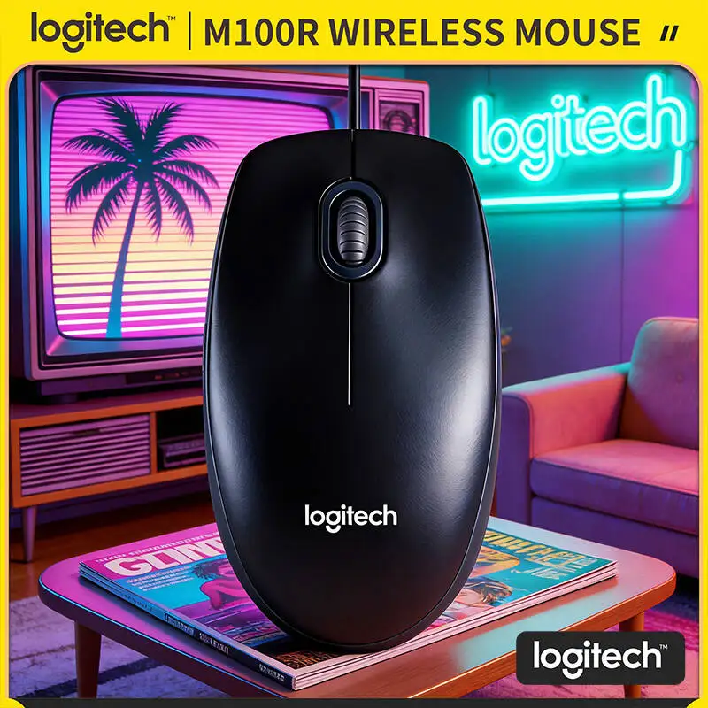 

Проводная USB-мышь Logitech M100R, 1000 DPI, высокая точность, эргономичный дизайн, прочная конструкция для ПК, ноутбуков, Mac, Linux, офиса и дома
