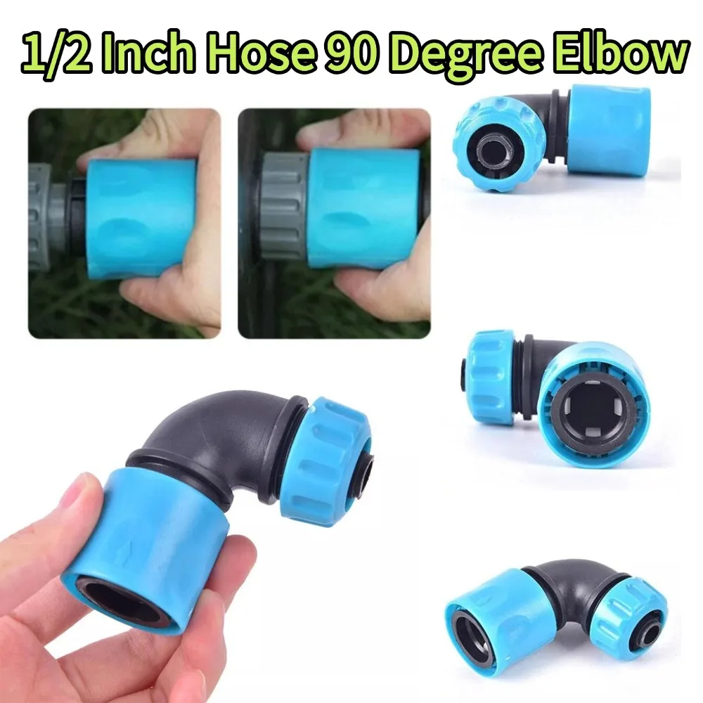 1/2 Inch Garden Irrigation Hose Quick Connector 90 Degree Pipe Elbow ABS Water Tube Fast Joints Faucet Adapters for Car Washing