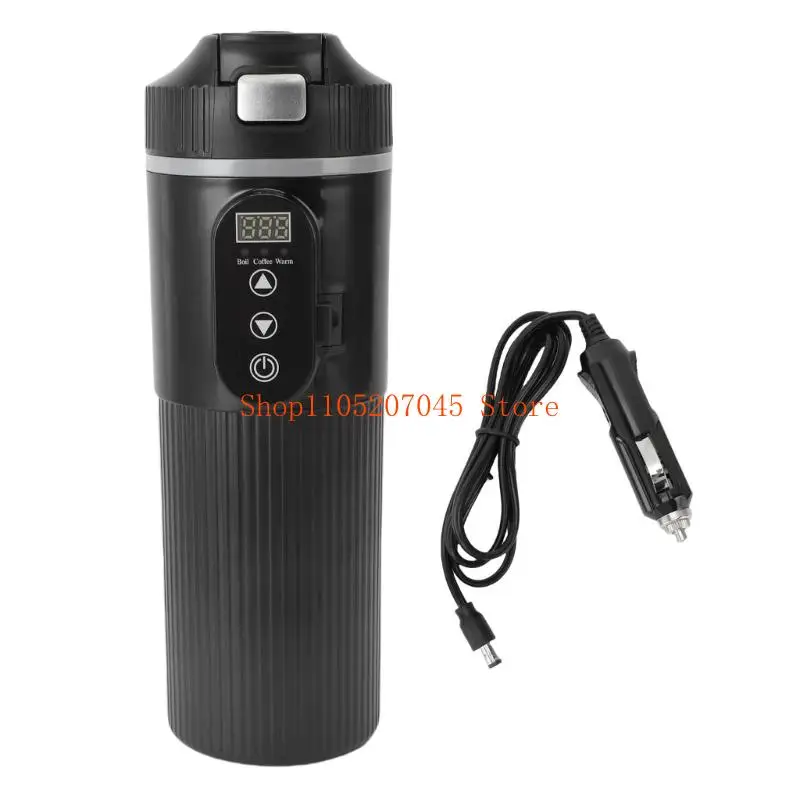 37cd LED Display Car Travel Kettle Bottle Heating Cup 304 Stainless Steel Leakproof Design Fast Hot Water Heating For Coffee