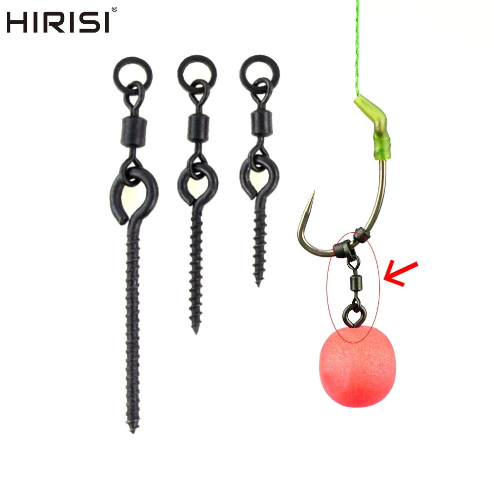 Hirisi 20Pcs Boilie Screw with Rolling Swivel S M L Pop Up Bait Screw Hair Ronnie Rig Method Feeder Carp Fishing Tackle