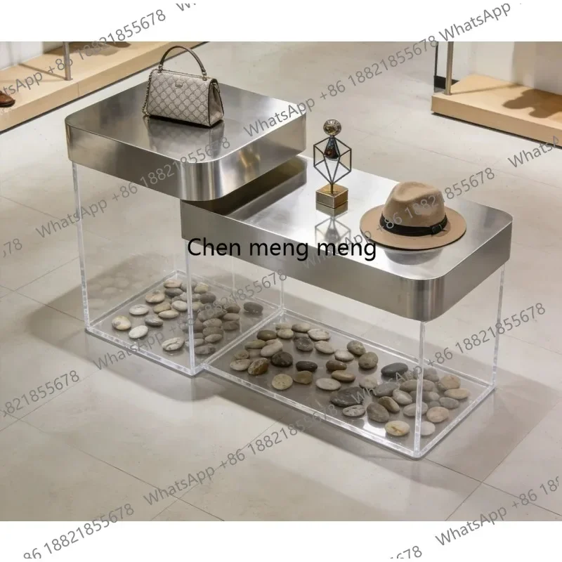 A74Simple clothing store stainless steel acrylic, women's clothing store display table decoration, table setting