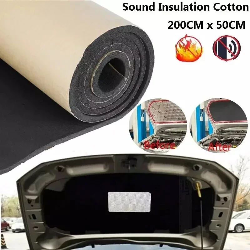 200cmX50cm Car Van Sound Proofing Deadening Insulation Cotton Foam Protector Auto Heat Sound Insulation Mat Car Accessories