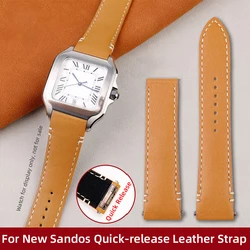 For Cartier Santos leather strap quick release Bracelet WSSA0010 W20106X8 large medium men's 19mm 21mm watch band folding buckle