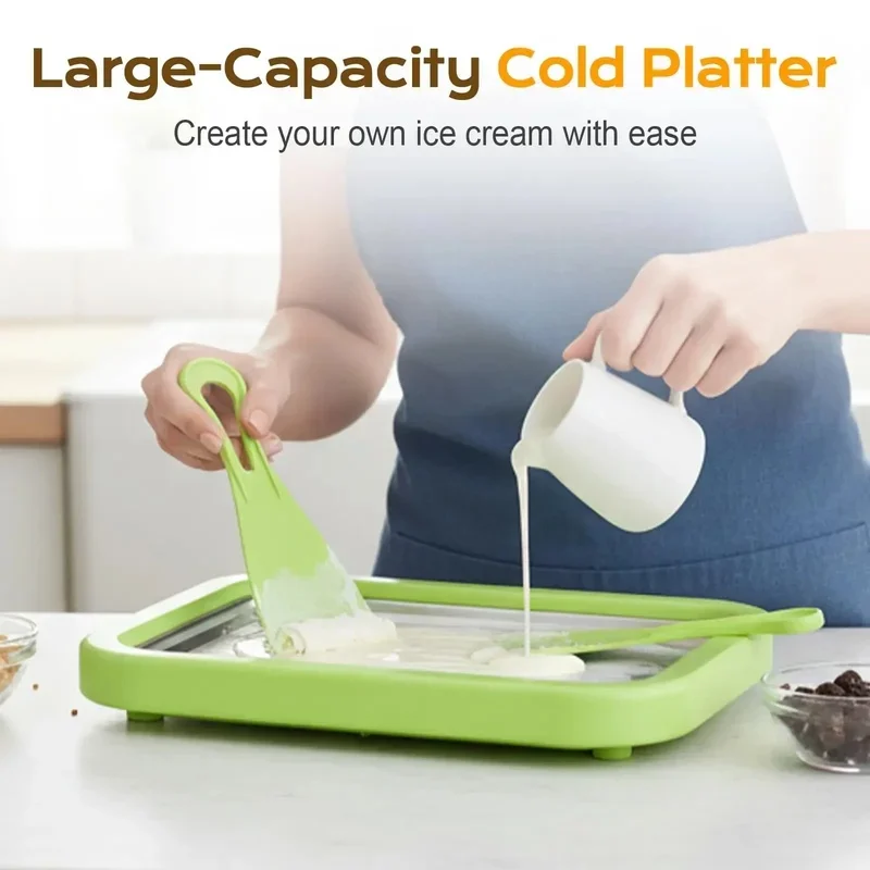 Multifunctional Rolled Ice Cream Maker Cold Sweet Fried Ice Pan DIY Household Frozen Yogurt Maker for Homemade Stir Fry Ice Tray