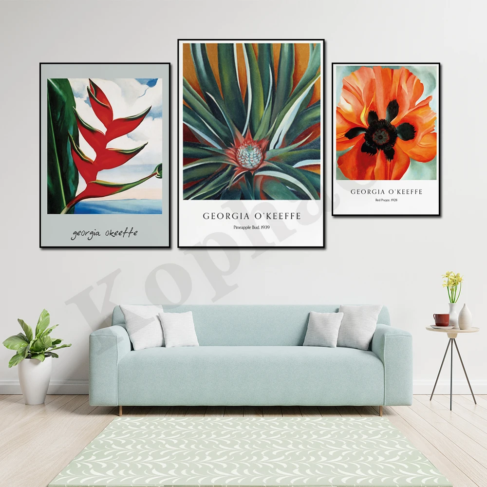 Georgia O'Keefe Montenegro Landscape. Pineapple Buds. Tropical Plants. Flowers. Home Wall Decor Poster