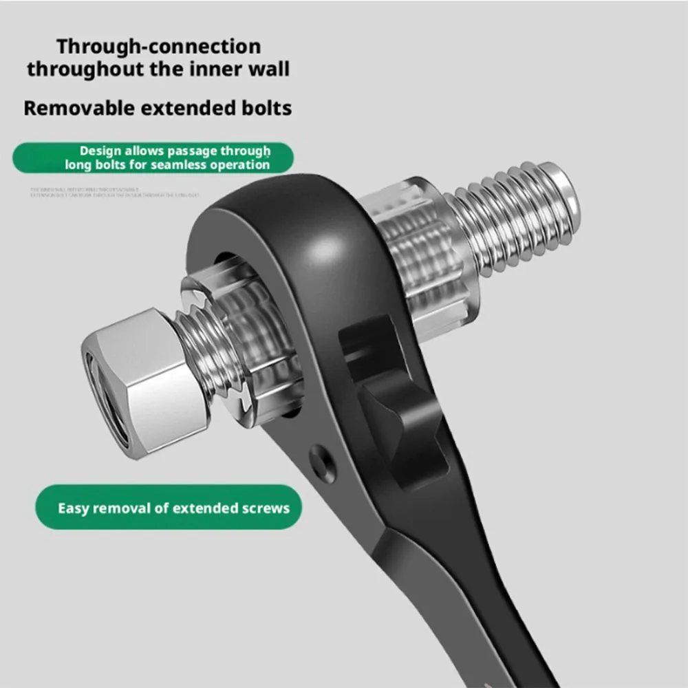 10-32mm Bidirektionaler Ratschenschlüssel, Multifunktionaler Punktadapter mit verstellbarem Schraubenschlüssel, Handwerkzeug – Detail 4