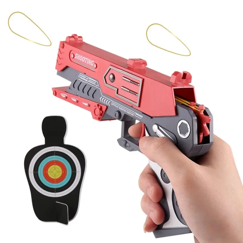 Rubber Band Gun Shooting Battle Pistol Toy Continuous Fire Foldable Launcher 70 Rubber Bands Included 8 Shot Rubber Band Blaster