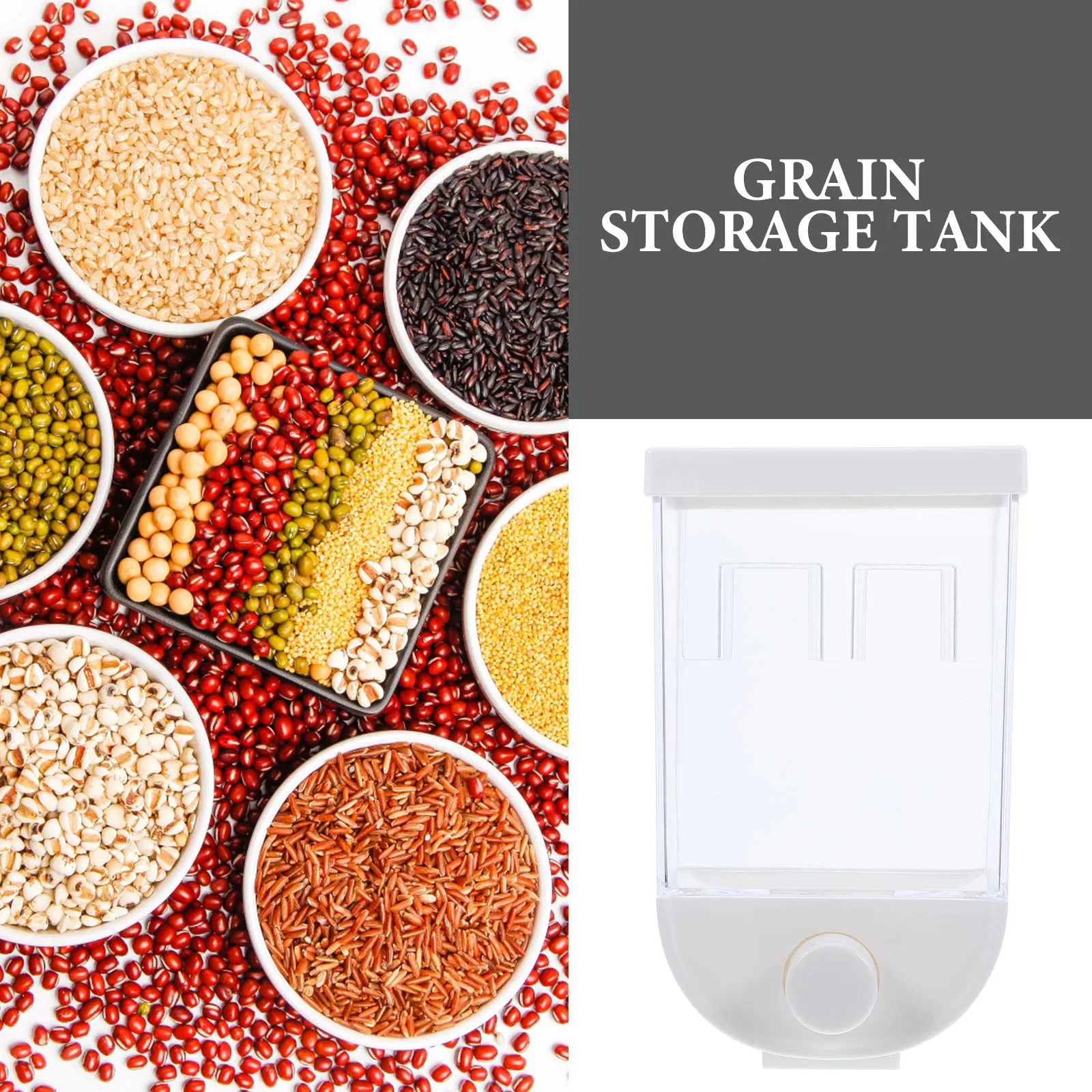 

Plastic Grain Storage Tank Airtight Containers Dry Food Dispenser Clear Design Hanging Can Kitchen ganization Bulk Cereal Keeper