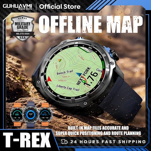 2025 nuevo reloj inteligente GPS mapas sin conexión 4GB memoria reproductor de vídeo militar deportes pulsera inteligente hombres 50m natación impermeable zafiro
