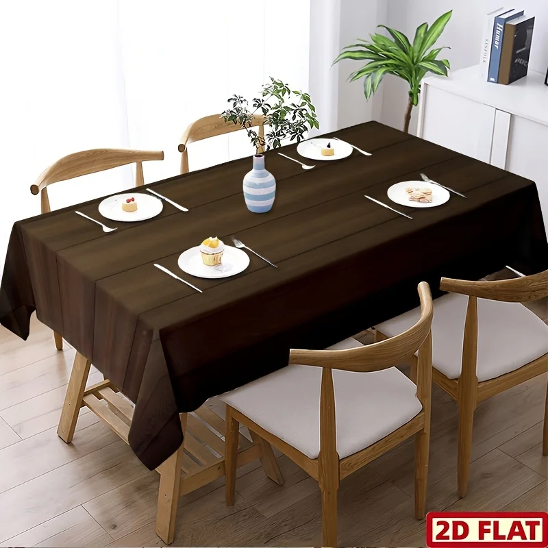 [jit] 1pc Dark Brown Wood Grain Texture Simple and Natural Style 2D Planar Rectangular Tableclothzyc