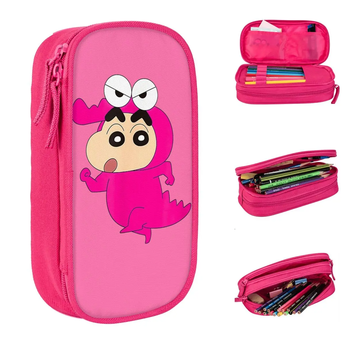 Crayon Shin-chan Pencil Cases Cute Kawaii Pen Bag Girl Boy Big Capacity Students School Zipper Pencilcases