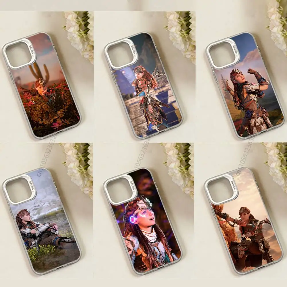 Funda para Teléfono Aloy H-Horizon Z-Zero Dawn para iPhone 17, 16, 15, 14, 13, 12, 11, Pro, Max, Plus, Mini, X, XS, XR, 8, S, SE, Negra Suave