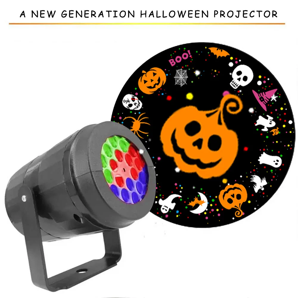 USB Power Halloween Decoration Projector Light Pumpkin Spider Bat Dynamic Pattens Projector Night Light for Bedroom Room Party