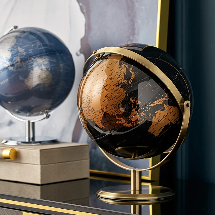Globe terrestre vintage, globe terrestre rotatif de 15 cm avec support en métal, décoration de bureau, maison, bureau, étude, cadeau éducatif