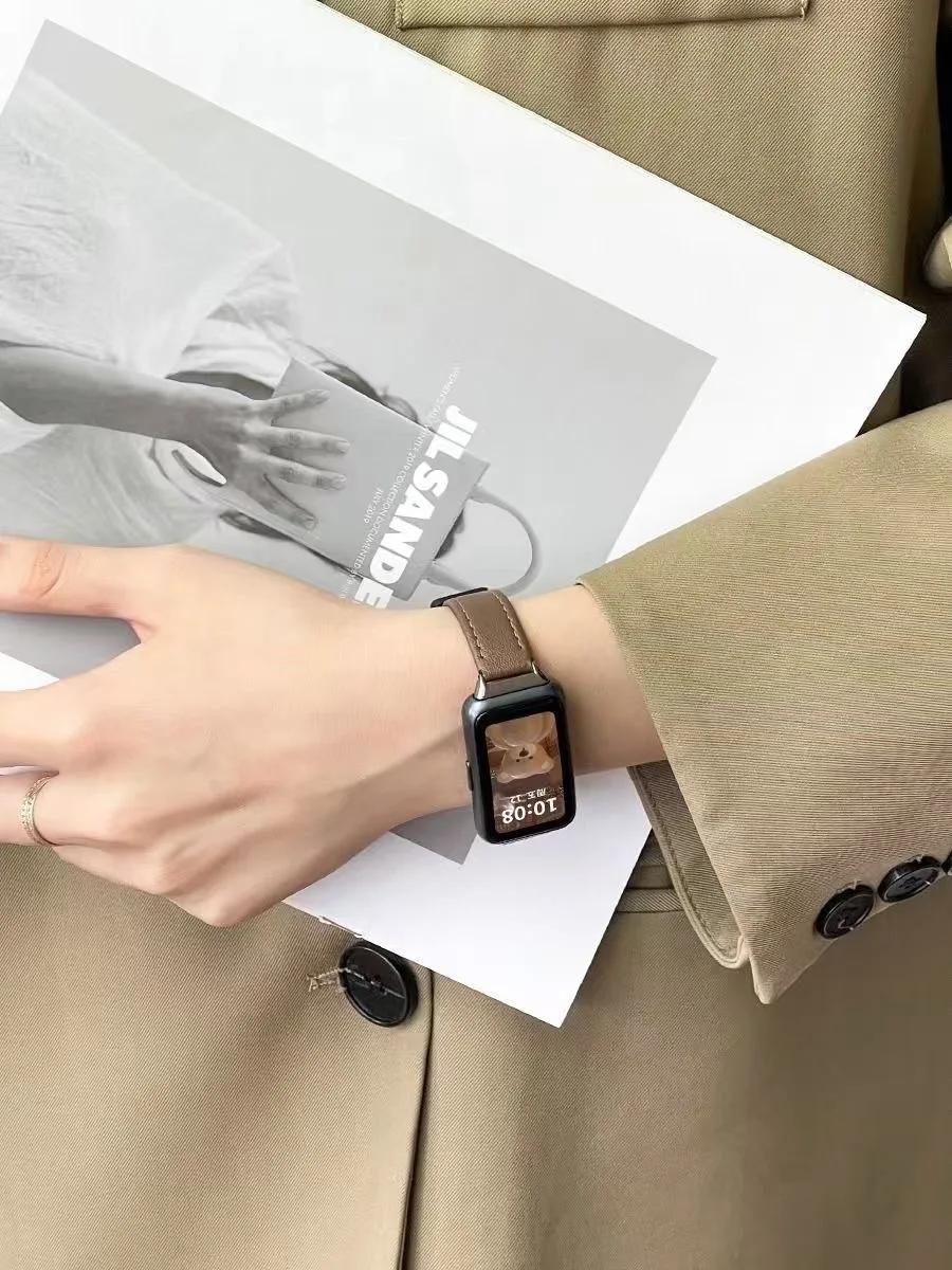 حزام جلدي مغناطيسي لهواوي باند 10 9 8 سوار كوريا قابل للتعديل سوار ساعة رياضي لهواوي باند 10 باند 9 باند 8 معصمه