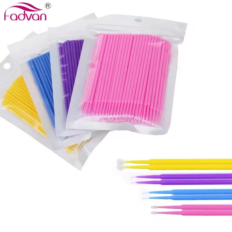 FADVAN 100 Stück Reinigungsstab, Einweg-Make-up, rosa Pinsel, individuelle Mikrobürste, Wimpernwerkzeuge, Applikatoren, Mascara-Pinsel