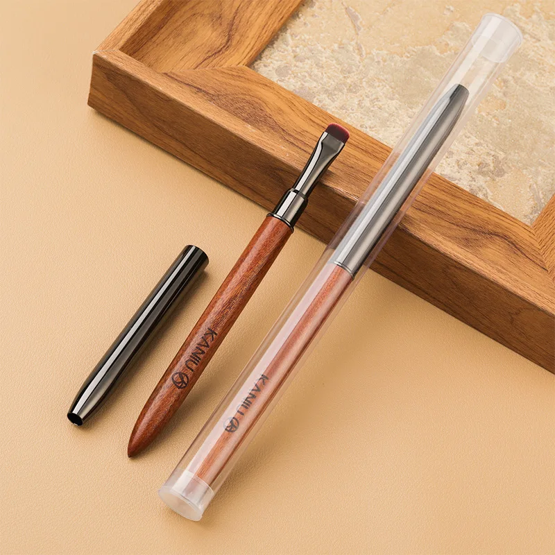 KANIU Japanese Professional Short-Bristle Wood Gel Painting Brush Square-Round High-End Sandalwood Brush Base Gel False Tip Pen