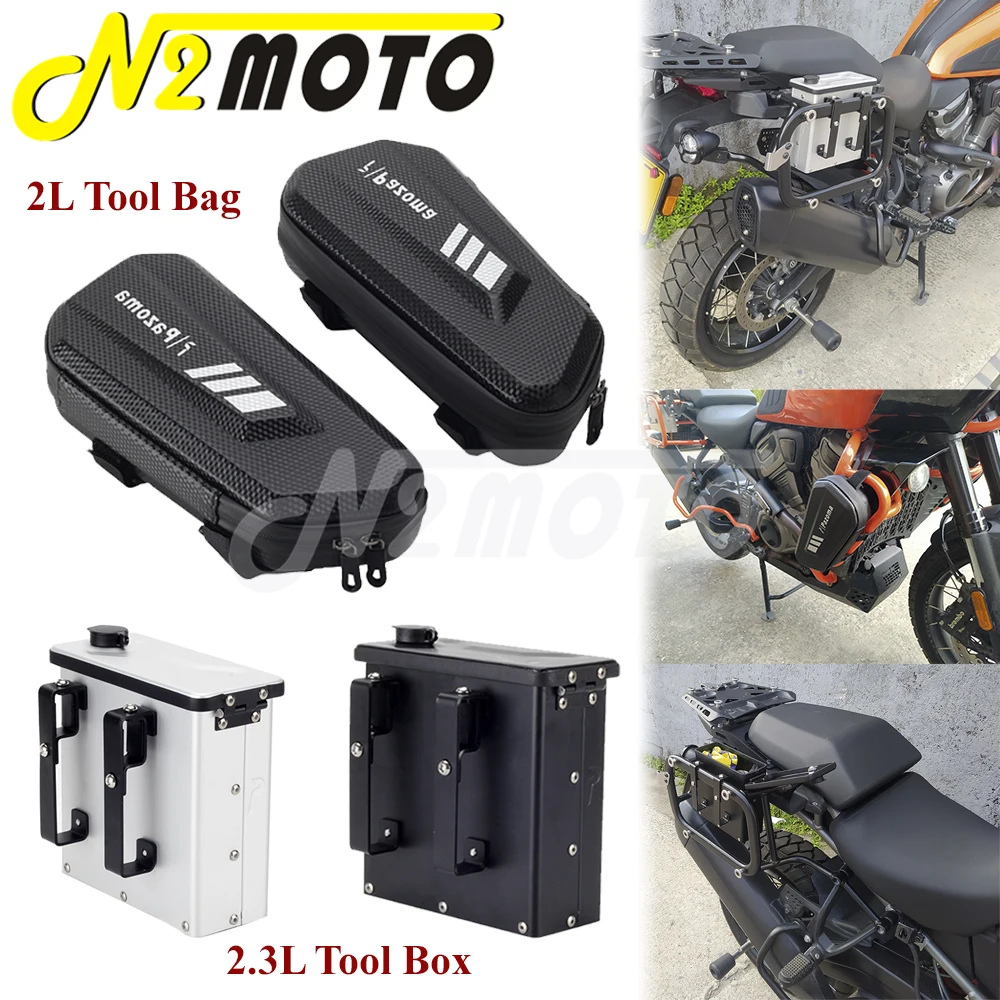 

Motorcycle 2L Engine Bumper Hardshell Triangle Hanging Side Bag Aluminum Tool Box For Harley Pan America 1250 RA 1250 S 2021-23