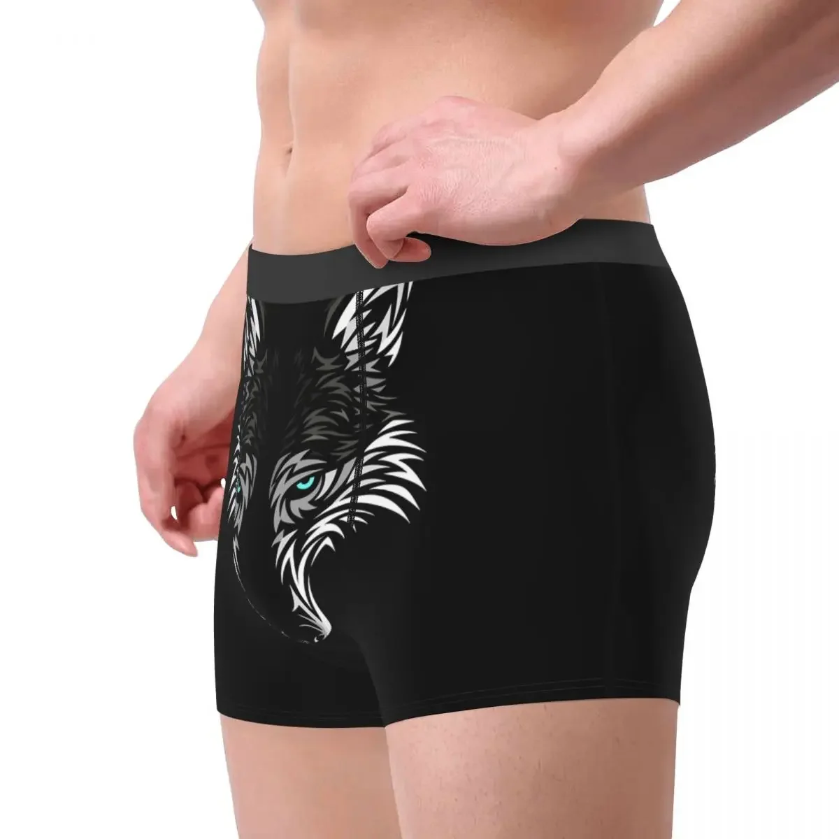 Tribal Wolf Face Underpants Breathbale Panties Male Underwear Print Shorts Boxer Briefs