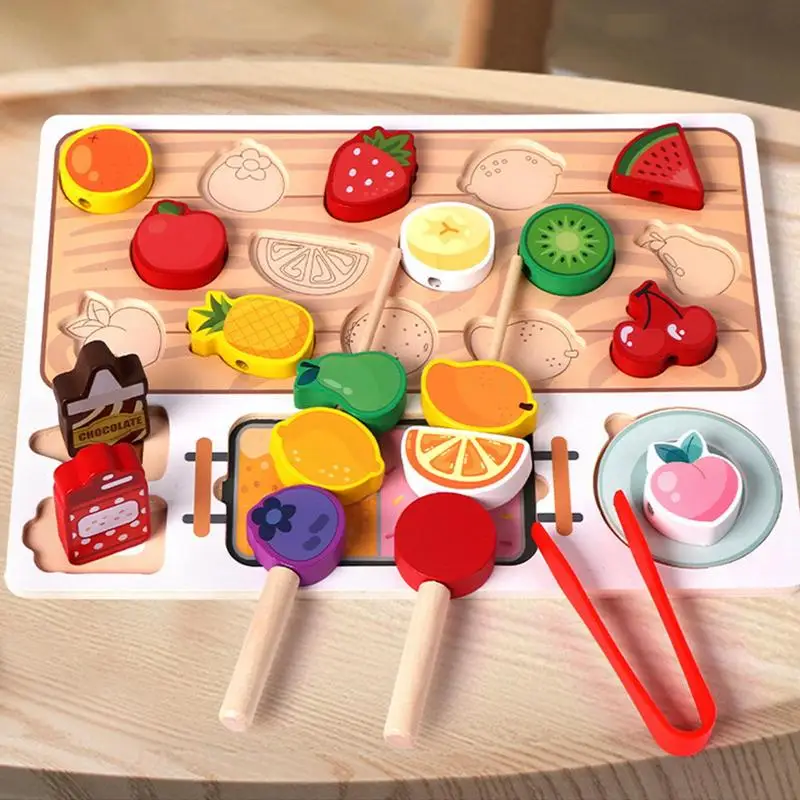 Wooden Fruit Toy Toddler Fruit Matching Toy Set Wooden Play Food Kitchen Accessory For 3 Realistic Wooden Fruit Toys For Early