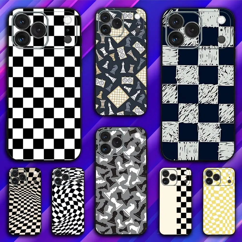 

Phone Case For iPhone 17,16,15,14,13,12,11,Pro,Max,Plus,X,XS,SE4,E,Mini,Soft C-Chess B-Board Black Case
