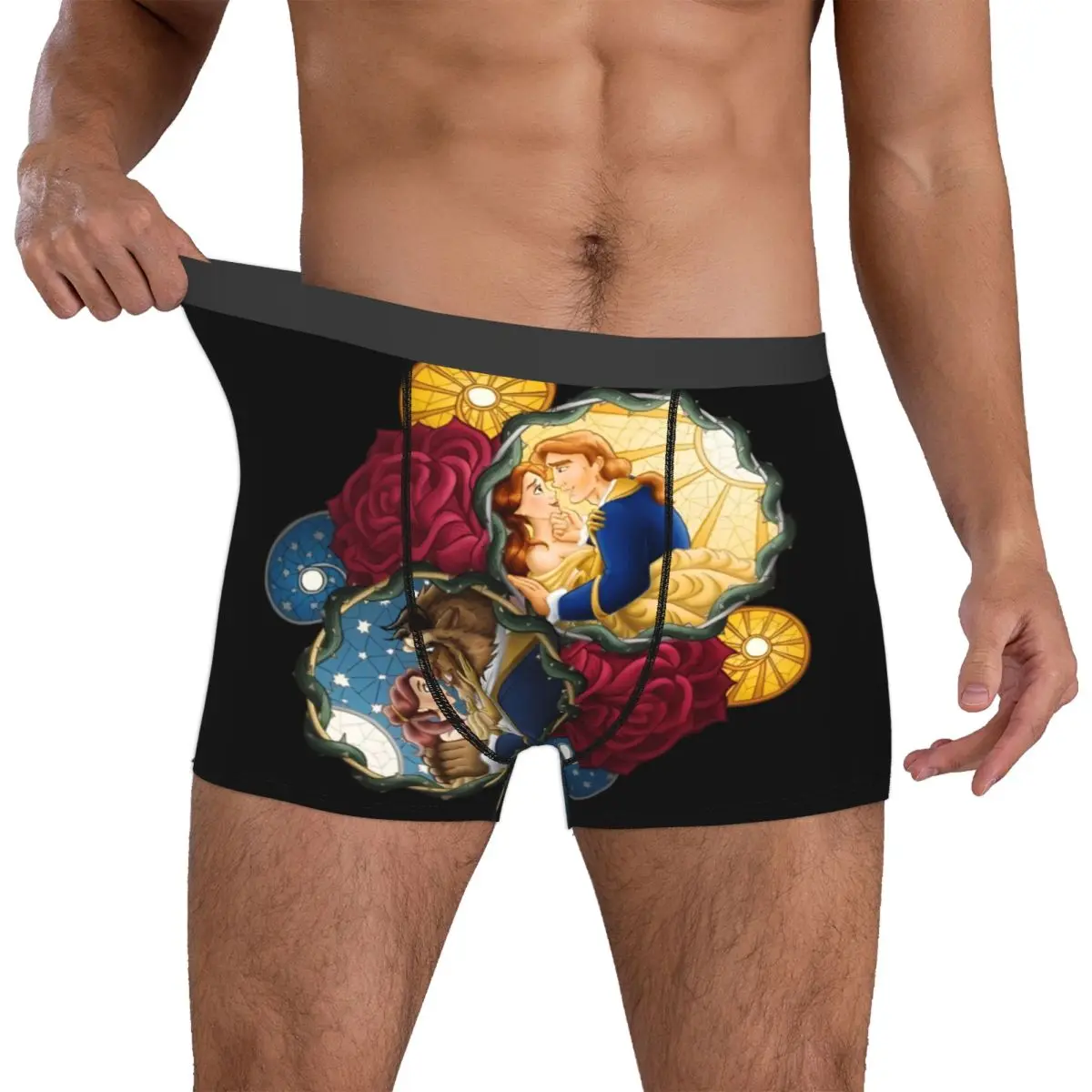 

Custom Beautyes Anime Beastes Boxer Shorts For Men 3D Print Belle Beast Adam Underwear Panties Briefs Breathable Underpants