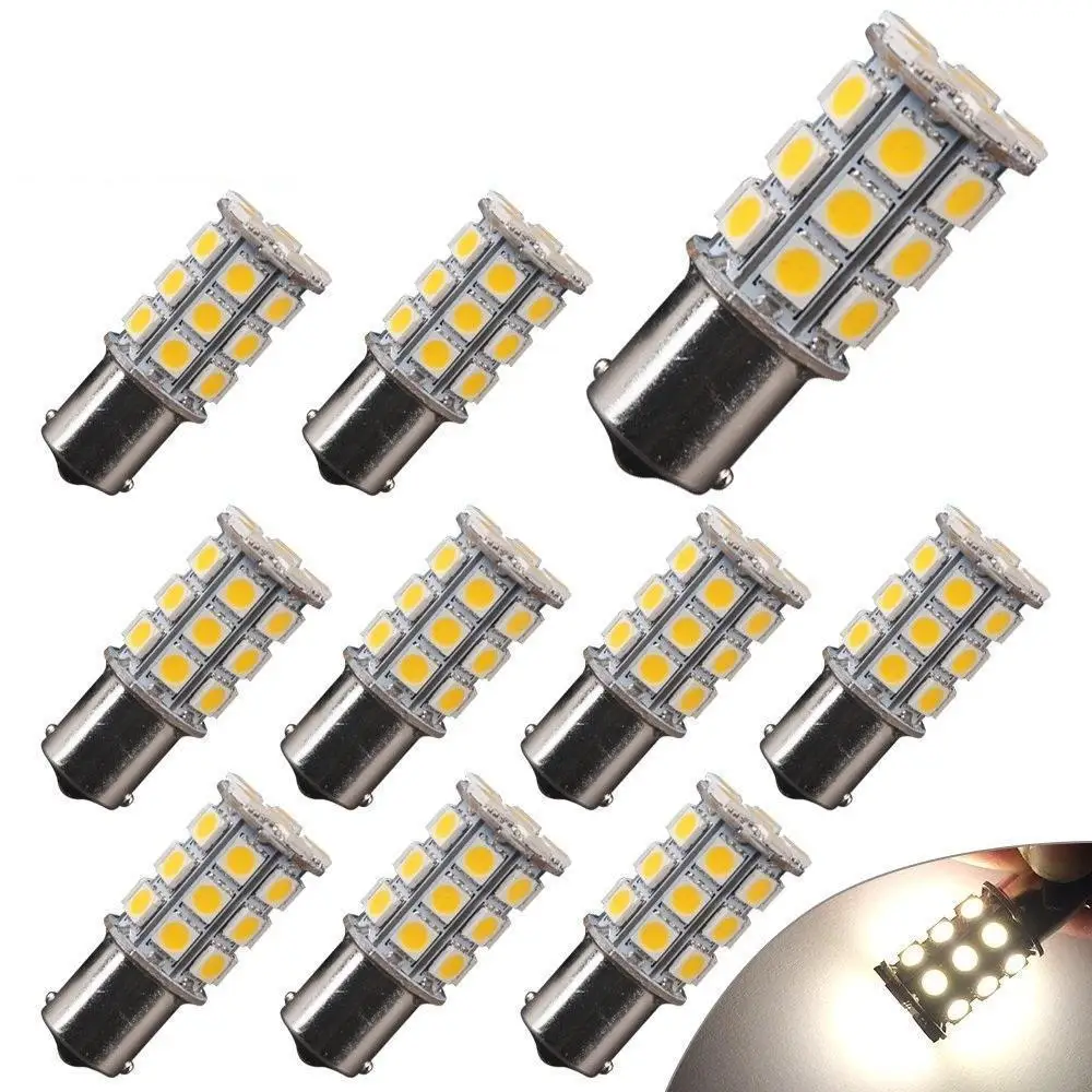 5 Pairs 27 SMD Warm White 4500K Reverse Brake Tail LED Bulb Light Backup Lamp