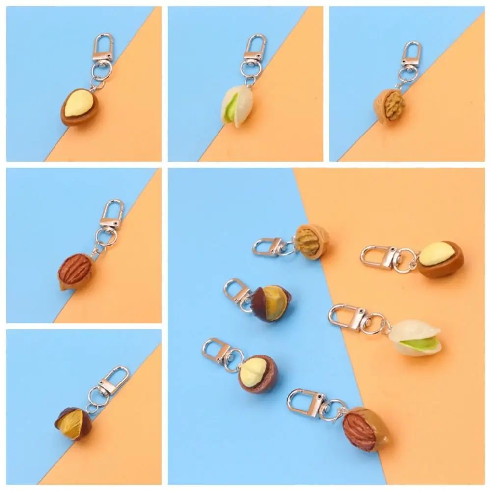 Cute Simulation Food Toy Keychain Novelty Mini Nut Pendant Key Ring Pistachio Nut Creative Car Charm Key-Ring Children