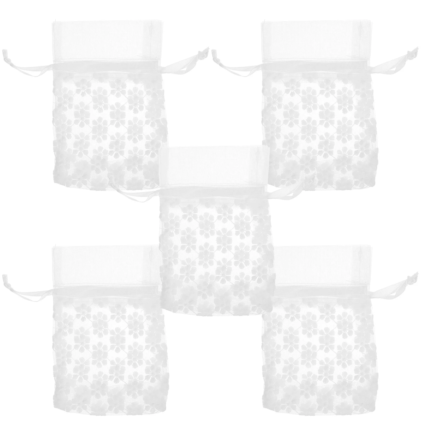 

5 Pcs 10x14cm Drawstring Mesh Bags Lightweight Jewelry Storage Small Gift Pouch Party Favor Wedding Christmas C y Cookie