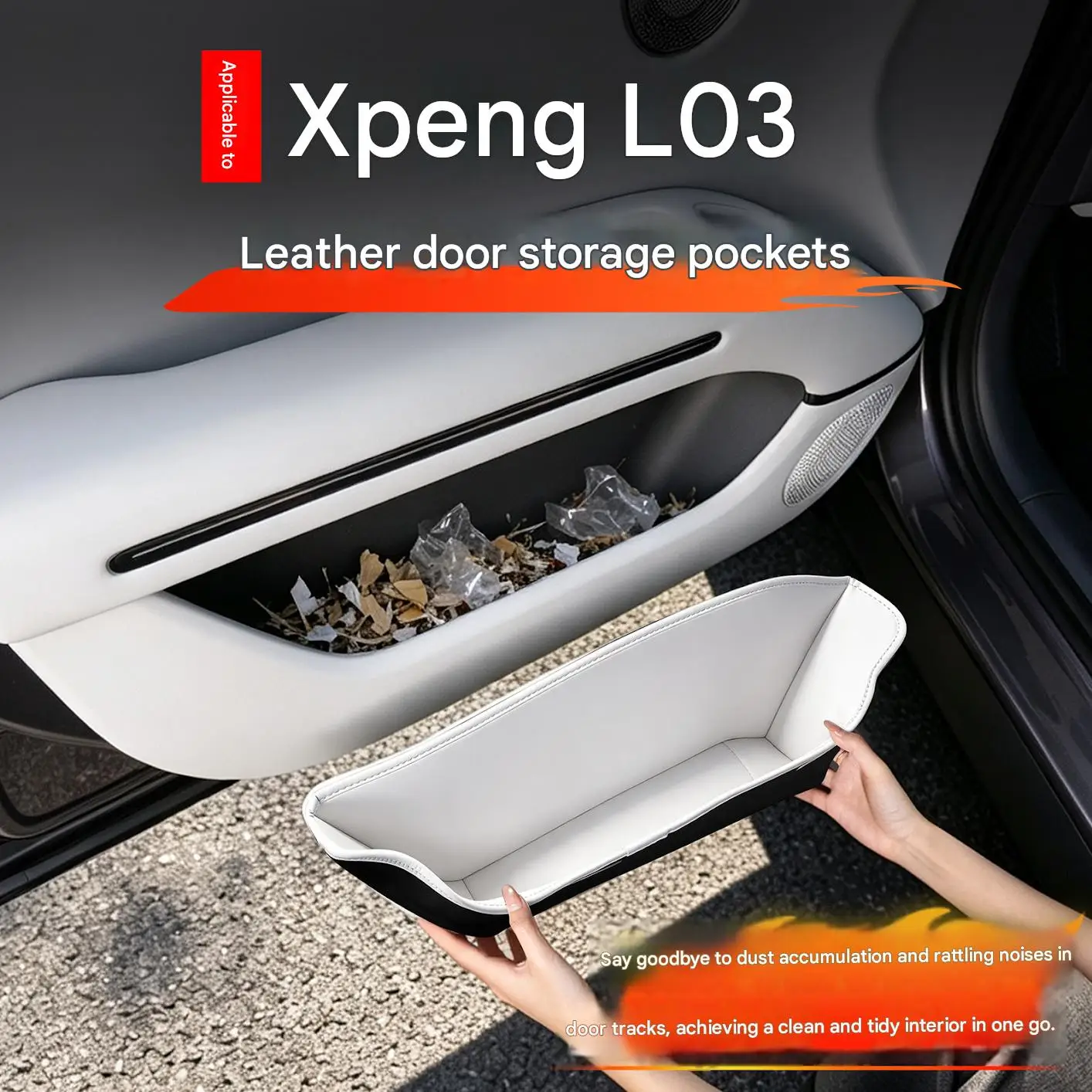 [Fast Shipping] XPENG L03 2026 Car Door Side Storage Pocket Pad Leather Door Lower Slot Storage Box