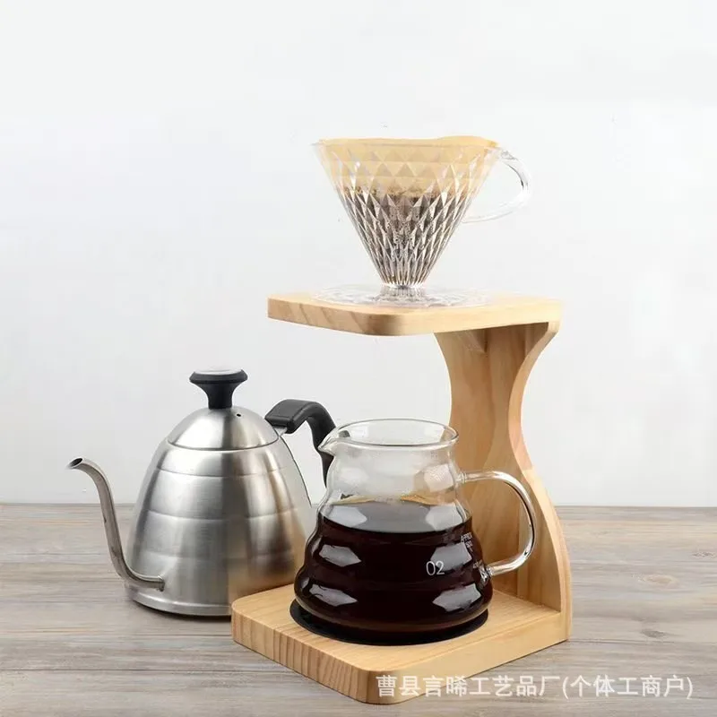 Yjq wooden coffee filter rack simple desktop single hole storage drip type hand brewed coffee