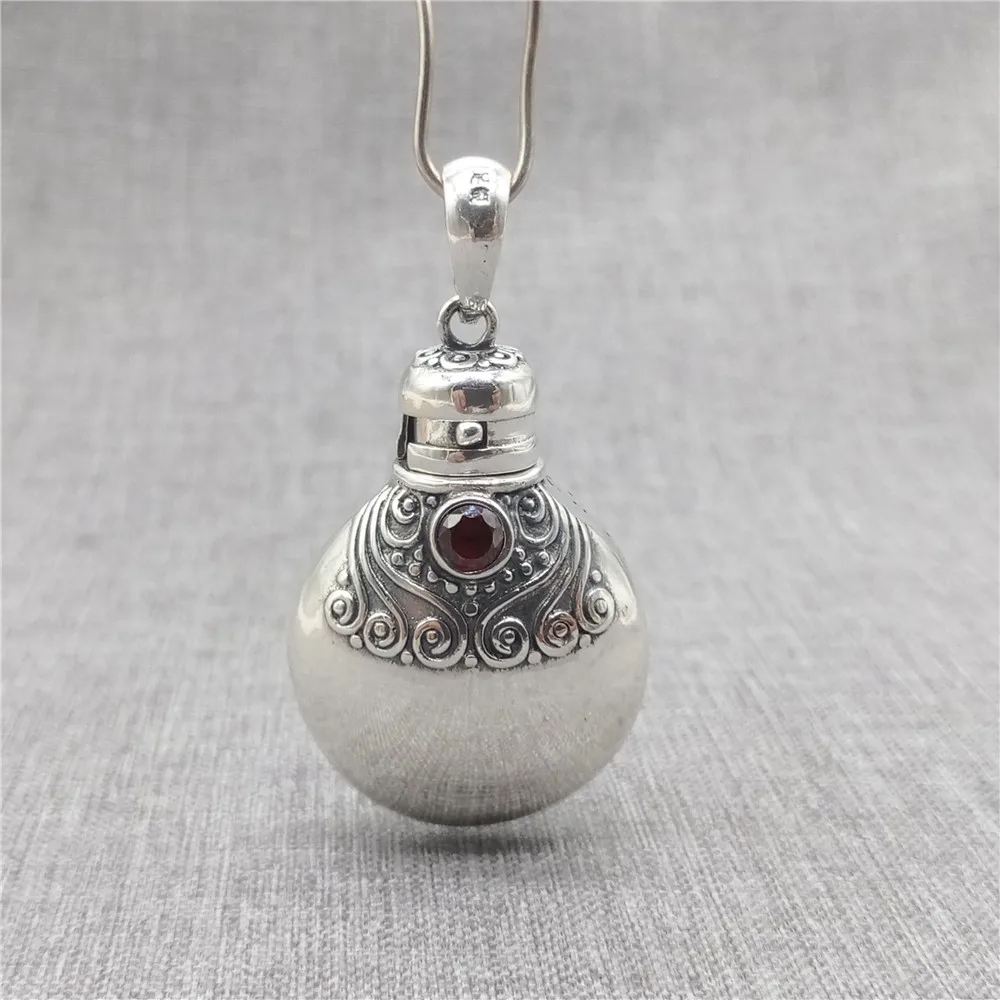 Sterling Silver Bottle Locket Pendant Prayer Wish Memory Box for Necklace