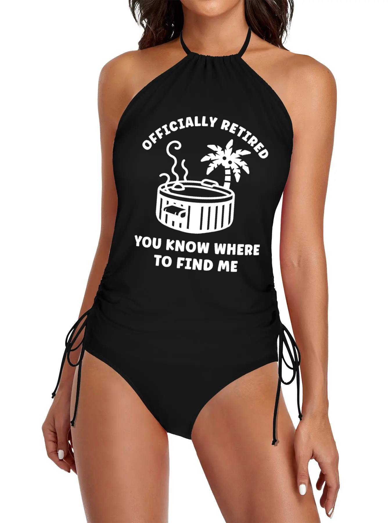 

Retirement Funny Hot Tub Officially Retired Split Swimsuit Set Women's beach cover-up bikini woman beach Woman swimsuit