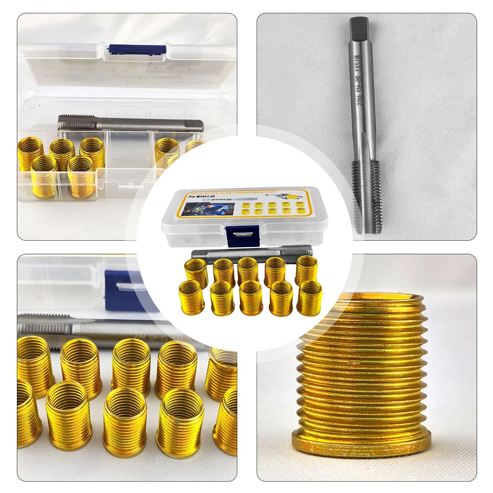 11-piece Set M12*1.25 P Lug Screw Sleeve Repair Thread Screw Thread Repair Replacement Accessories Set