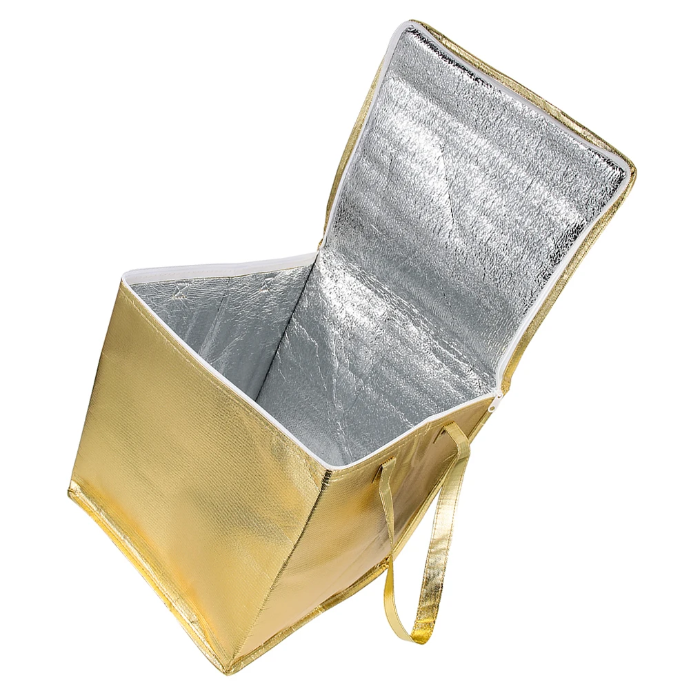 

Insulated Bag 10 Inch Golden Zipper Large Thermal Tote Collapsible Shopping Picnic Travel Grocery Storage Basket Hot Cold