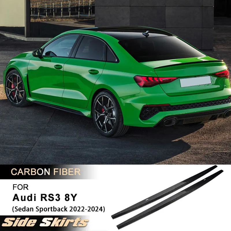 

Car Side Skirts Extensions for Audi RS3 8Y Sedan Sportback 2022-2024 Side Door Bumper Apron Lip Body Kits Full Carbon Fiber
